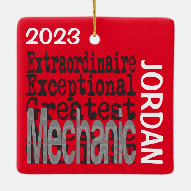 Mechanic Extraordinaire CUSTOM Ceramic Ornament (Back)