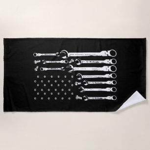 Mechanic Flag American Patriotic Flag Car Mechanic Beach Towel
