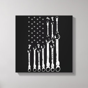Mechanic Flag American Patriotic Flag Car Mechanic Canvas Print