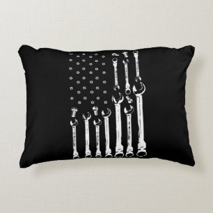 Mechanic Flag American Patriotic Flag Car Mechanic Decorative Cushion