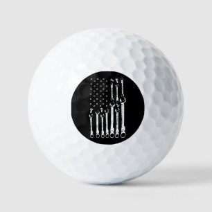Mechanic Flag American Patriotic Flag Car Mechanic Golf Balls