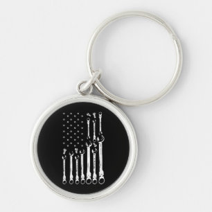Mechanic Flag American Patriotic Flag Car Mechanic Key Ring