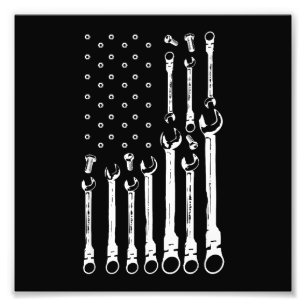 Mechanic Flag American Patriotic Flag Car Mechanic Photo Print
