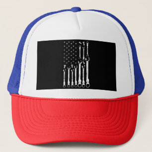 Mechanic Flag American Patriotic Flag Car Mechanic Trucker Hat