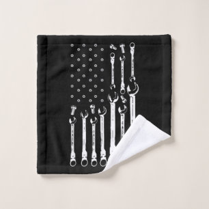 Mechanic Flag American Patriotic Flag Car Mechanic Wash Cloth