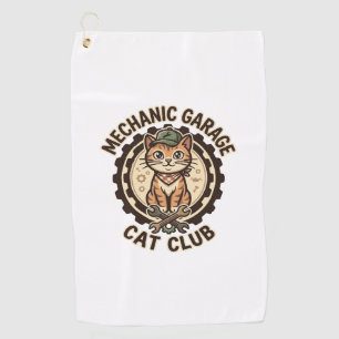 Mechanic Garage Cat POD Vector Art - Mechanic Gara Golf Towel