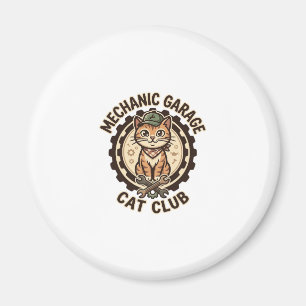 Mechanic Garage Cat POD Vector Art - Mechanic Gara Magnet
