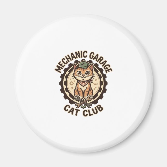 Mechanic Garage Cat POD Vector Art - Mechanic Gara Magnet (Front)