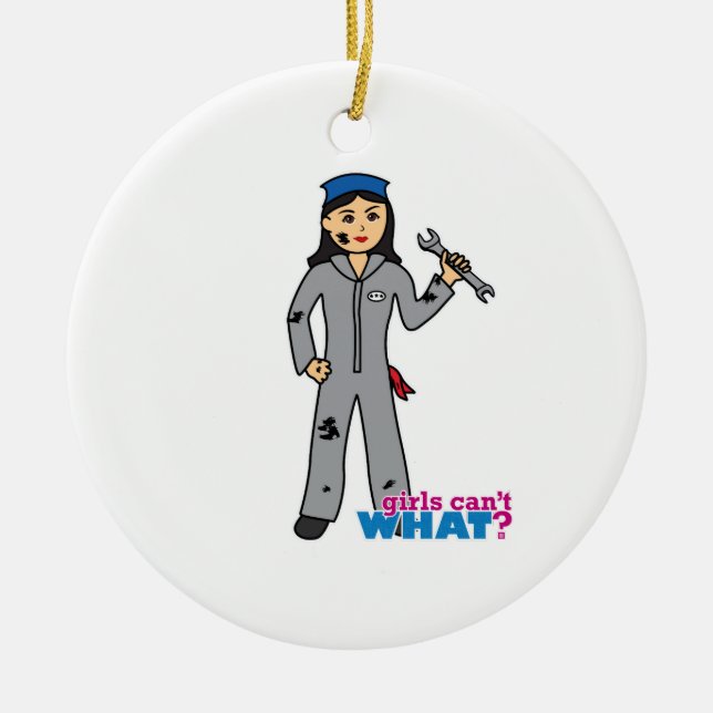 Mechanic Girl - Medium Ceramic Tree Decoration (Front)