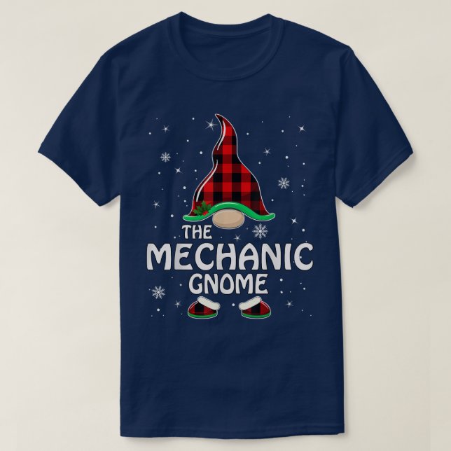 Mechanic Gnome Buffalo Plaid Matching Family Chris T-Shirt (Design Front)