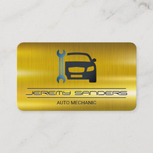 Mechanic   Gold Metal   Auto Services   Wrench Business Card