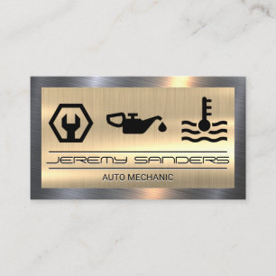 Mechanic   Gold Metal Border   Tools Services Business Card