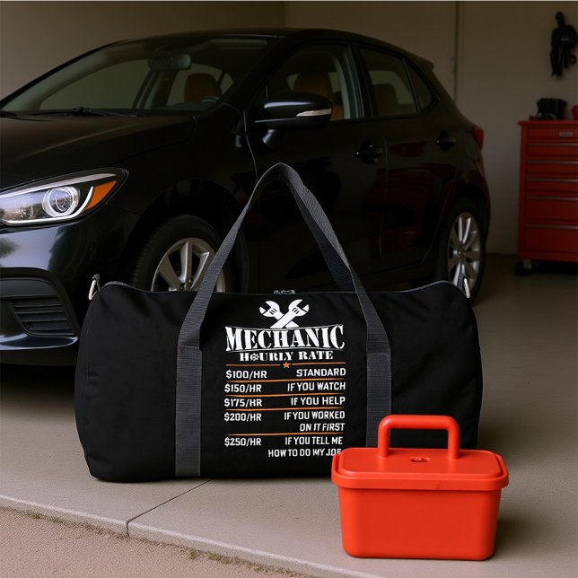 Mechanic Hourly Rate Chart Duffle Bag (Creator Uploaded)