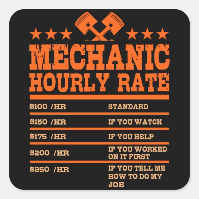 MECHANIC HOURLY RATE Funny Car Mechanic Rates Car Square Sticker (Front)