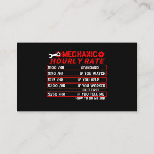 Mechanic Hourly Rate - Mechanical Business Card