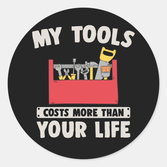 Mechanic Husband Handyman Dad Tools Classic Round Sticker (Front)