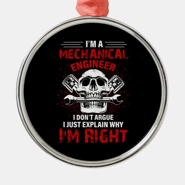 Mechanic I Am A Mechanical Engineer Metal Tree Decoration (Front)