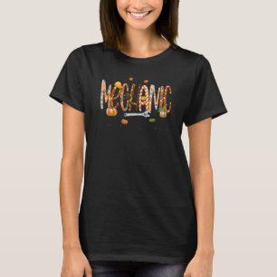 Mechanic Leopard Plaid Pilgrim Hat Fall Thanksgivi T-Shirt