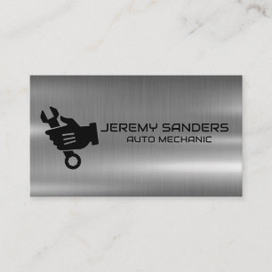 Mechanic Logo Metallic Background Business Card