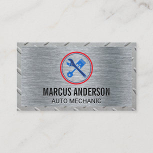 Mechanic Logo   Wrench and Piston Business Card