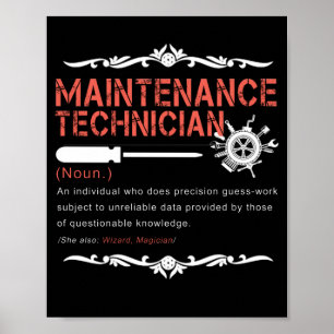 Mechanic Lovers Maintenance Technician Definition Poster
