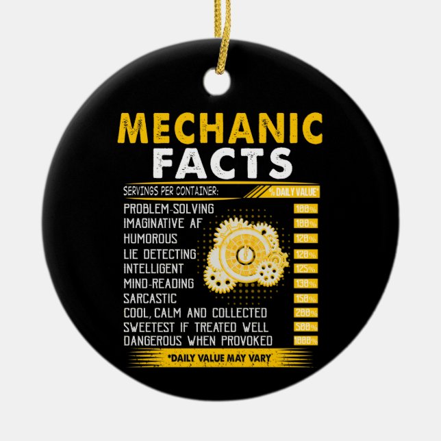 Mechanic Lovers | Mechanic Facts Ceramic Tree Decoration (Front)