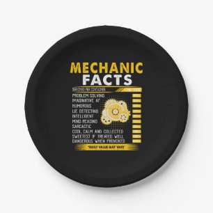 Mechanic Lovers Mechanic Facts Paper Plate