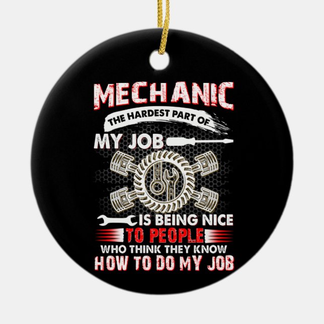 Mechanic Lovers | Mechanic The Hardest Ceramic Tree Decoration (Front)