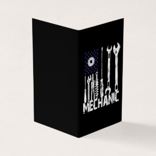 Mechanic Lovers   Mechanic USA Flag Business Card