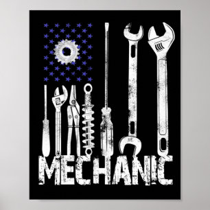 Mechanic Lovers Mechanic USA Flag Poster