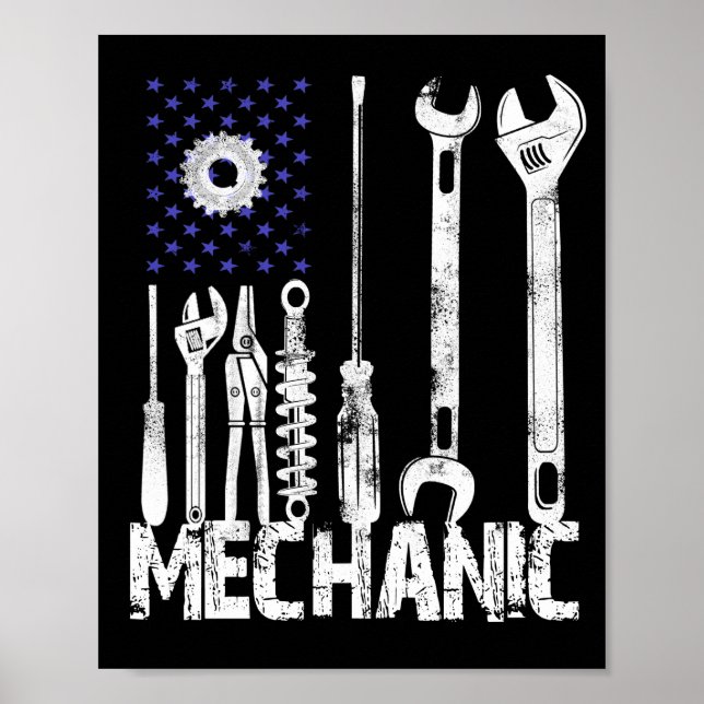 Mechanic Lovers | Mechanic USA Flag Poster (Front)