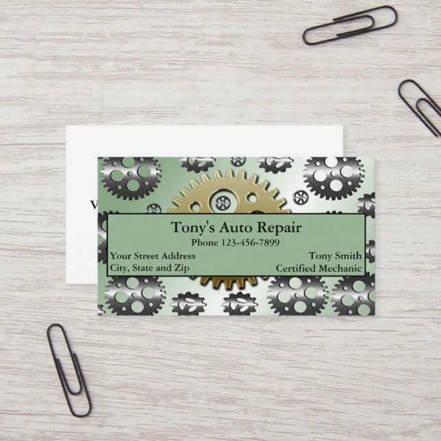 Mechanic Mechanical Engineer Auto Business Card (Front/Back In Situ)