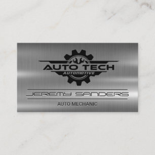 Mechanic Metal Auto Tech Automotive Business Card