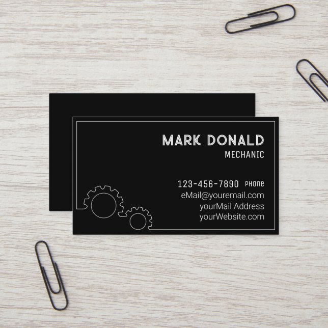 Mechanic Modern Custom Business Card (Front/Back In Situ)
