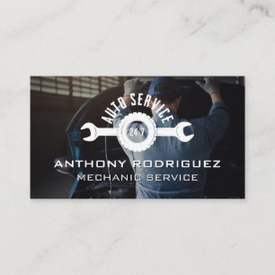 Mechanic Opening Car Hood Auto Service Business Card