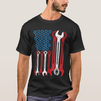 Mechanic Patriotic Mechanic Usa American Flag Tee
