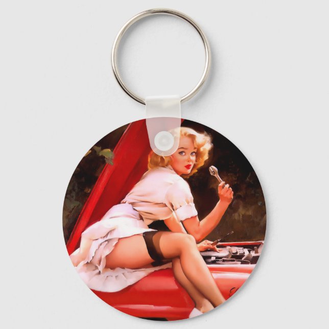 Mechanic Pin Up Key Ring (Front)