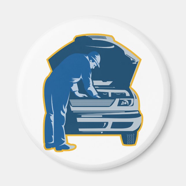 mechanic repair fixing car auto magnet (Front)