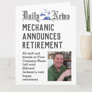 Mechanic Retirement Card to Personalize