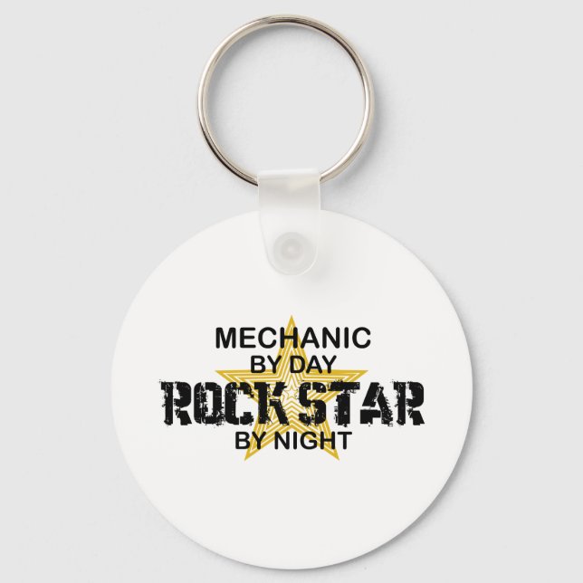 Mechanic Rock Star by Night Key Ring (Front)