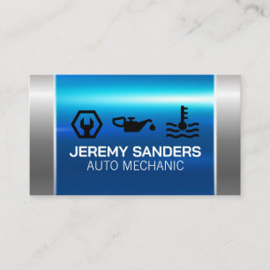 Mechanic Services Blue Grey Metal Business Card