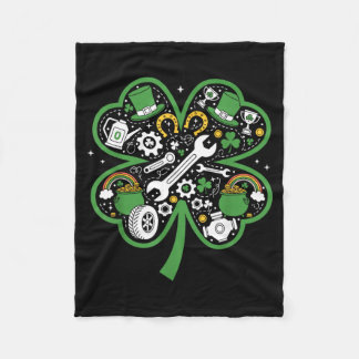 Mechanic Shamrock Clover St Patricks Day Womens Fleece Blanket