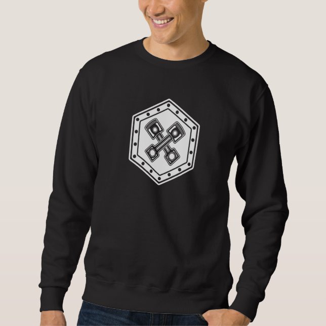 Mechanic Sign  Hexagonal With Motor Piston Cross Sweatshirt (Front)