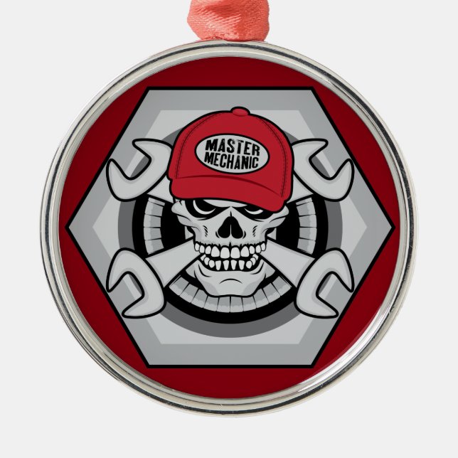 Mechanic Skull-01 Metal Tree Decoration (Front)