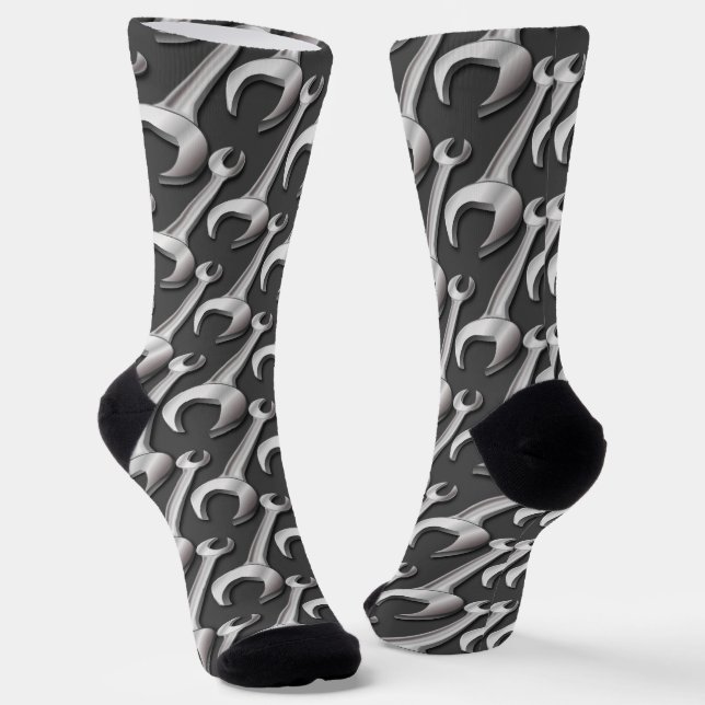 Mechanic Spanner Wrench Tools Engineer Socks (Angled)