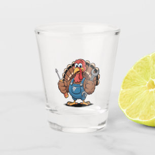 Mechanic Squad Turkey Thanksgiving Gobbler  Shot Glass