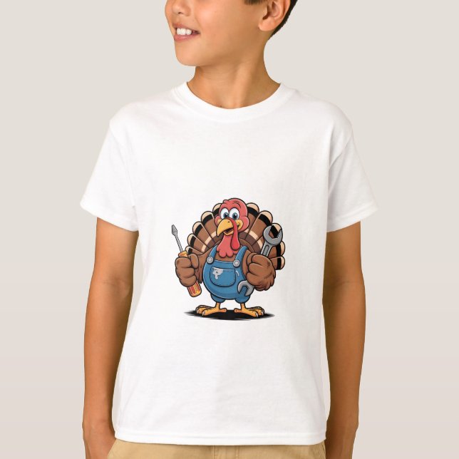 Mechanic Squad Turkey Thanksgiving Gobbler  T-Shirt (Front)