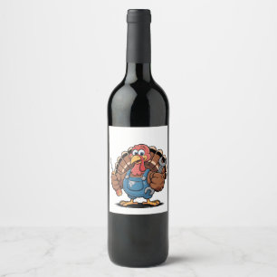 Mechanic Squad Turkey Thanksgiving Gobbler  Wine Label