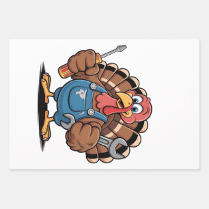 Mechanic Squad Turkey Thanksgiving Gobbler  Wrapping Paper Sheet