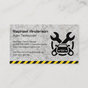 Mechanic Technician Wrenches Car Shop Logo Business Card